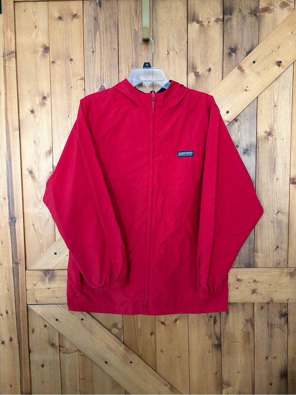 Women's Lands End Red Hooded Jacket | Size XL